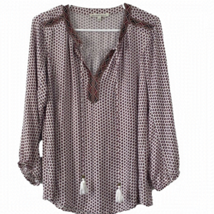 DANIEL Rainn boho aztec peasant style pull over blouse size M